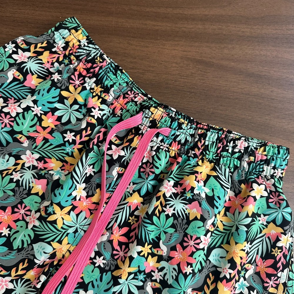Chubbies The Bloomerangs Swim Trunks Black Tropical Toucan‎ Floral Mens Medium